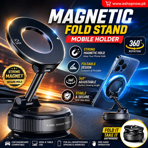 Vacuum Adsorption Magnetic Mobile Phone Holder & 360° Rotatable Car Mount Bracket | Mobile Holder For Car | Self-Adhesive Magnetic Mobile Holder