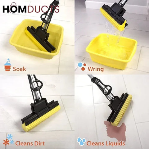 Super Absorbent PVA House Cleaner Double Roller Sponge Mop For Office Home Kitchen